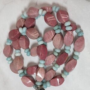 Jay King Rhodanite/Blue Opal Gemstone Necklace